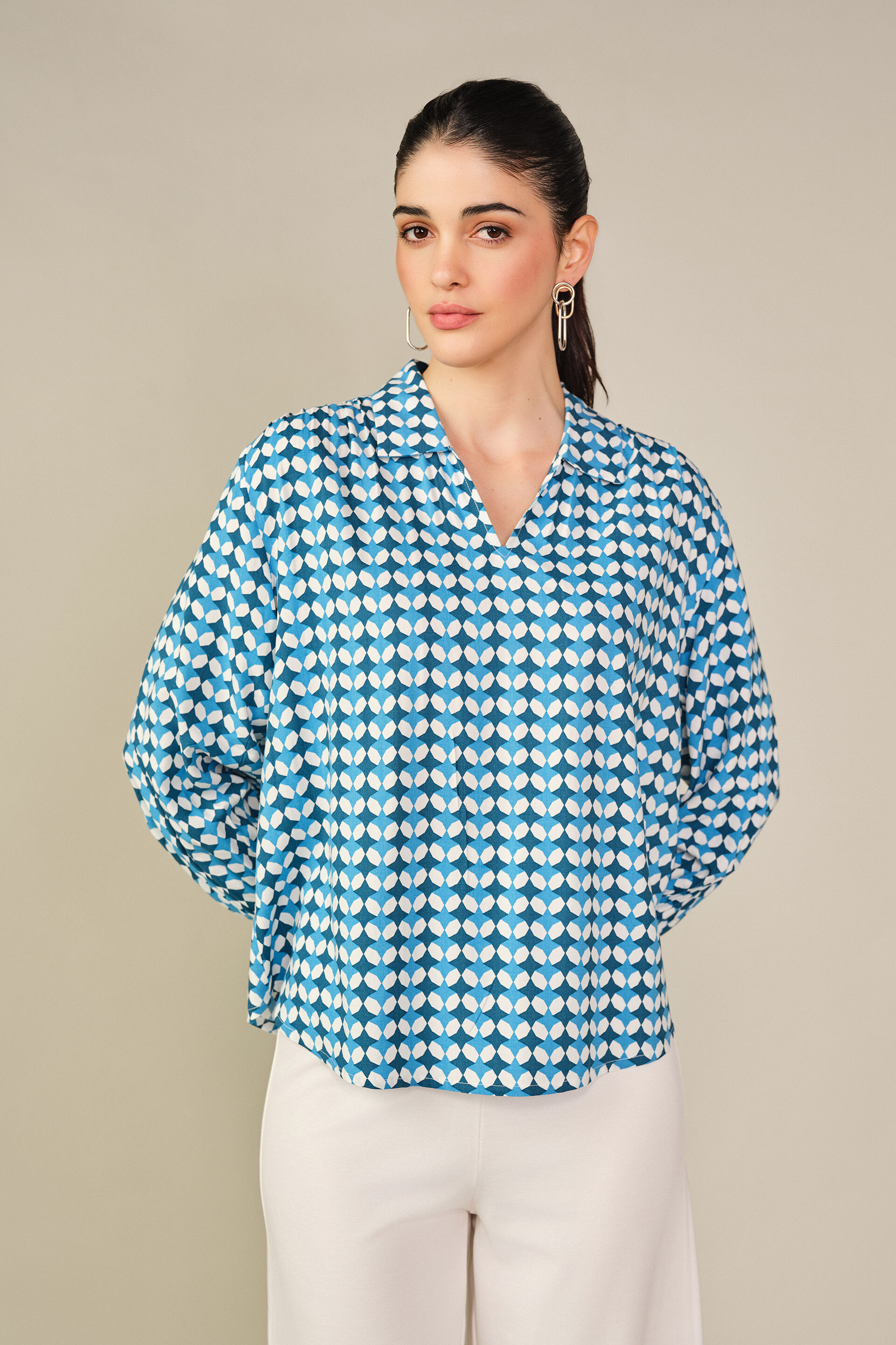 Oversized Checkered Shirt in Blue
